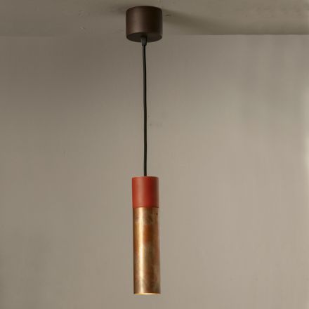 Lampe Suspendue en Céramique et Cuivre Fabriquée à la Main en Italie - Toscot Match Viadurini