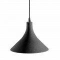 Lampe suspendue en grès anthracite et intérieur blanc design moderne - Edmondo