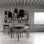 Lampe suspendue en lin anthracite avec impression de design interne 2 tailles - Bramosia Viadurini