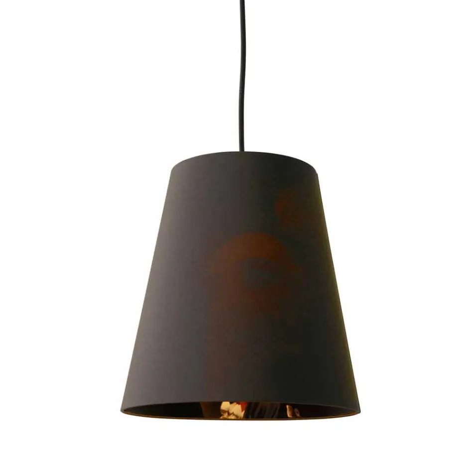 Lampe suspendue en lin anthracite avec impression de design interne 2 tailles - Bramosia Viadurini