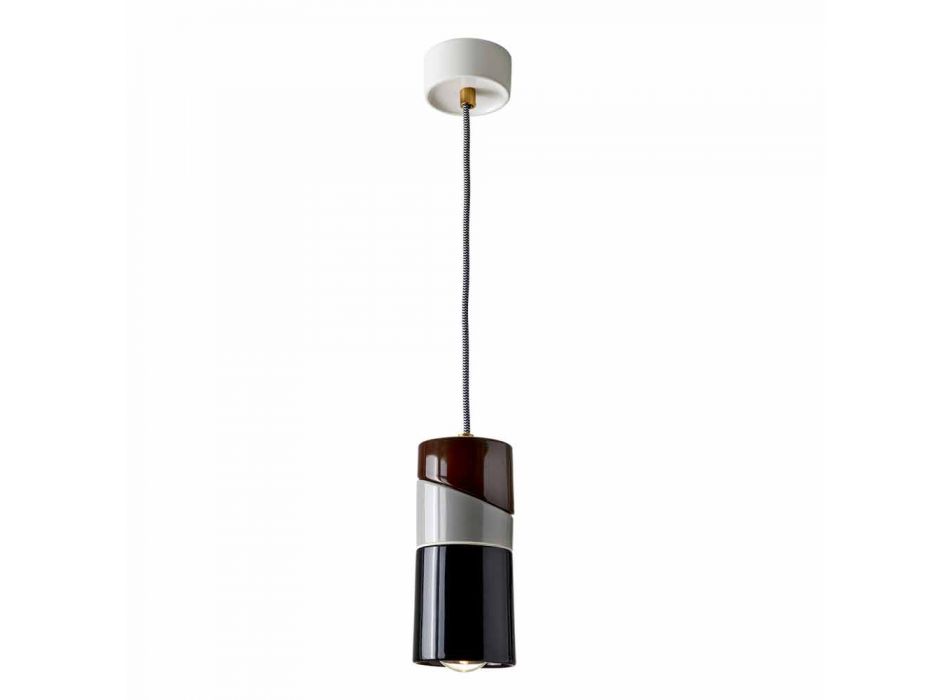 Lampe à suspension en laiton et céramique colorée moderne fabriquée en Italie, en Asie Viadurini