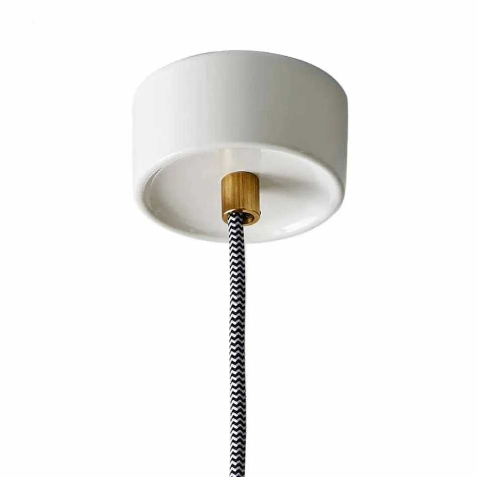 Lampe à suspension en laiton et céramique colorée moderne fabriquée en Italie, en Asie Viadurini