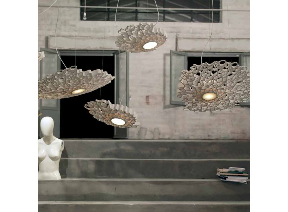 Lampe Suspendue en Technopolymère Design Blanc ou Or 2 Dimensions - Cathédrale Viadurini