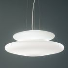 Lampe Suspendue en Verre Soufflé Blanc et Métal Chromé - Illumina Viadurini