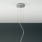 Lampe Suspendue en Verre Soufflé Blanc et Métal Chromé - Illumina Viadurini