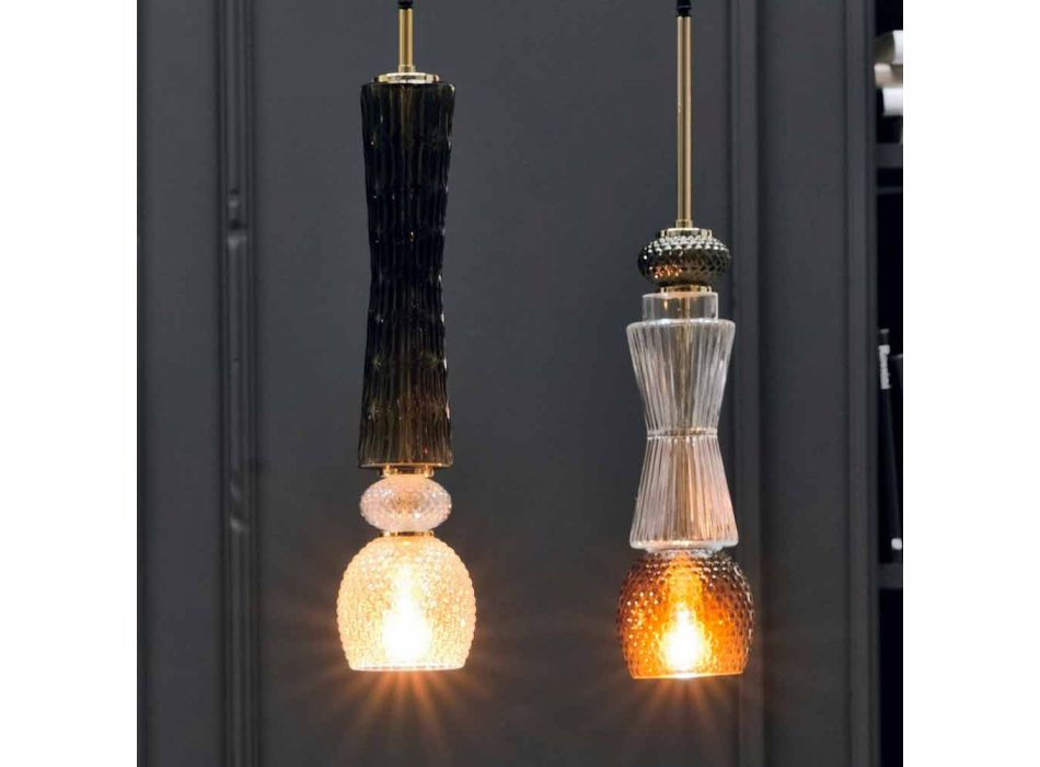 Lampe Suspendue en Verre de Murano avec Câble en Tissu Made in Italy - Missi Viadurini