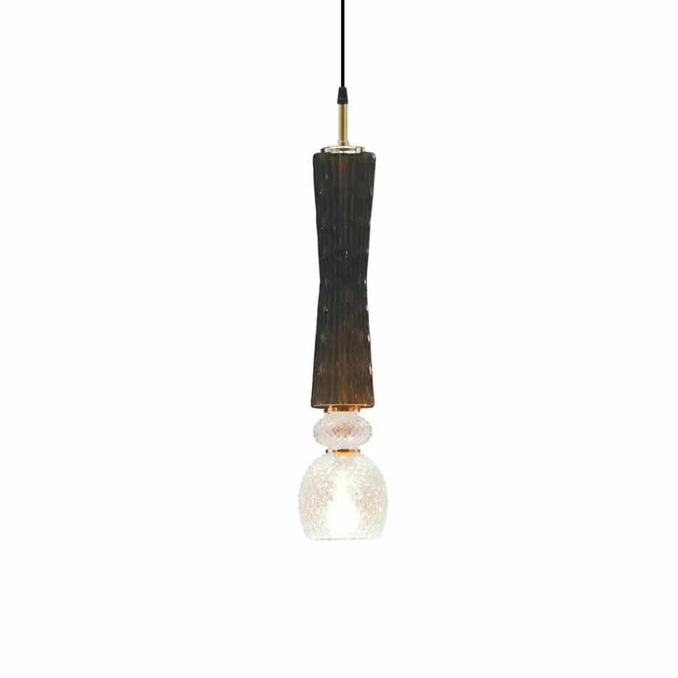 Lampe Suspendue en Verre de Murano avec Câble en Tissu Made in Italy - Missi Viadurini