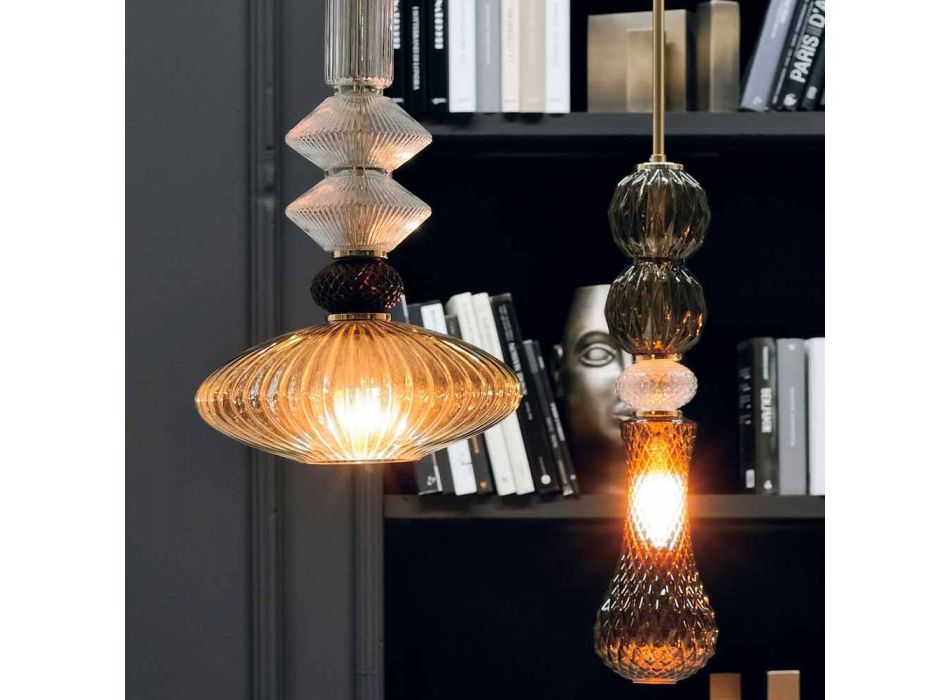 Lampe Suspendue en Verre de Murano et Tissu Made in Italy - Missi Viadurini