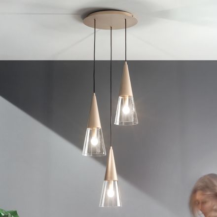 Lampe Suspendue en Verre Soufflé avec Structure Métallique - Trentino Viadurini