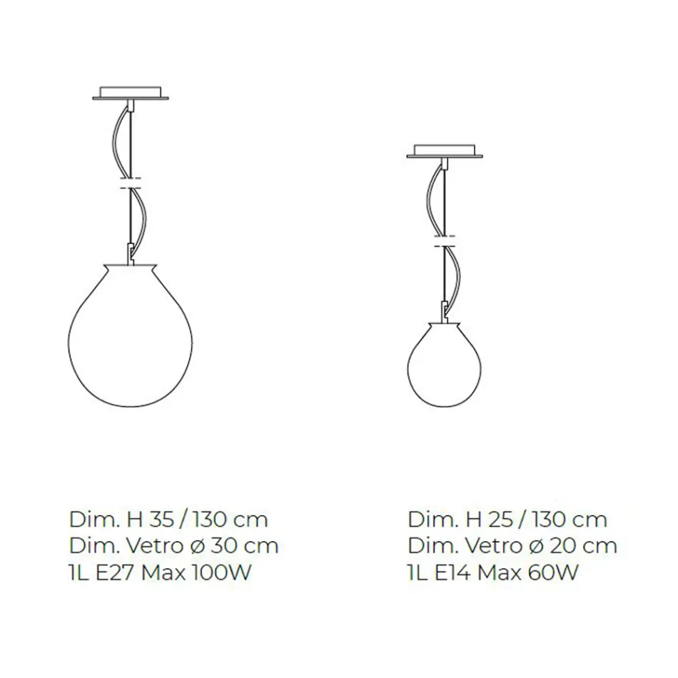 Lampe Suspendue en Verre Vénitien Soufflé à la Main - Ballon Viadurini