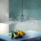 Lampe Suspendue Linéaire 2 Lumières Céramique Effet Broderie Artisanale - Ravenne Viadurini