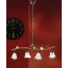 Lampe à Suspension Linéaire 4 Lumières en Fer, Verre et Céramique Roses - Sienne Viadurini