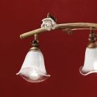 Lampe à Suspension Linéaire 4 Lumières en Fer, Verre et Céramique Roses - Sienne Viadurini