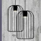 Lampe suspendue moderne avec structure en fil métallique fabriquée en Italie - Cage Viadurini
