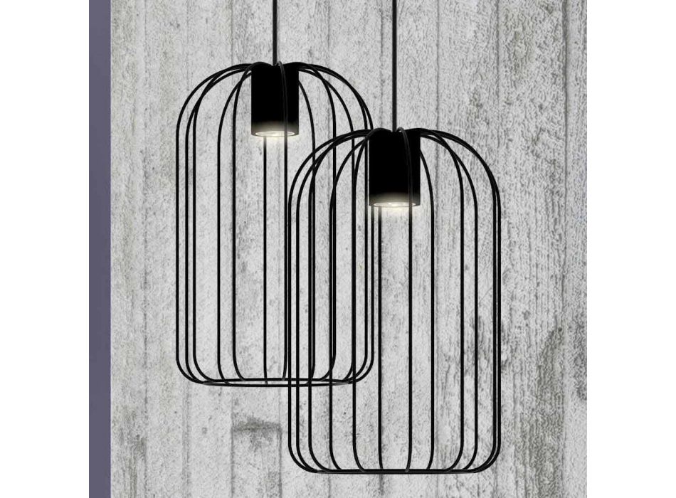 Lampe suspendue moderne avec structure en fil métallique fabriquée en Italie - Cage Viadurini