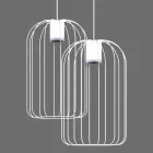 Lampe suspendue moderne avec structure en fil métallique fabriquée en Italie - Cage Viadurini
