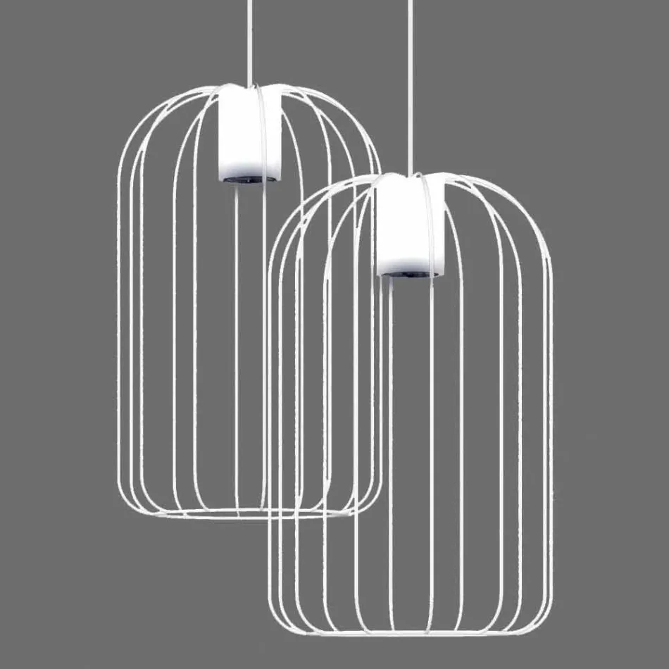 Lampe suspendue moderne avec structure en fil métallique fabriquée en Italie - Cage Viadurini