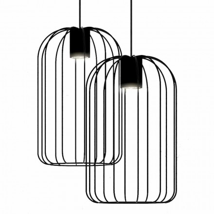 Lampe suspendue moderne avec structure en fil métallique fabriquée en Italie - Cage Viadurini