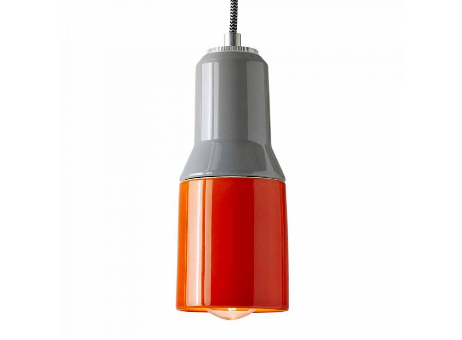 Lampe à suspension moderne en céramique et aluminium fabriqué en Italie, Asie Viadurini
