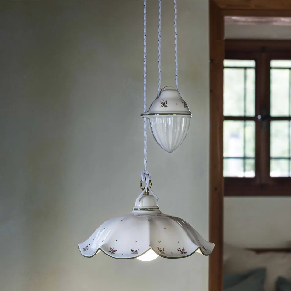 Suspension Ups and Down en céramique ondulée décorée à la main - Belluno Viadurini