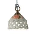 Lampe suspendue ronde en céramique artisanale perforée décorée - Verona