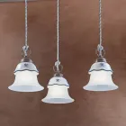 Suspension ronde en fer, verre, céramique peinte à la main - Ferrara Viadurini