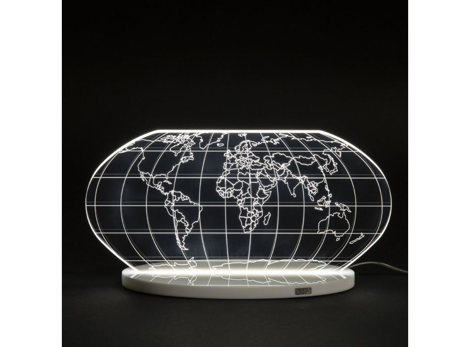 Lampe de Table Led Planisphère en Cristal Acrylique Gravé au Laser - Rihanna Viadurini