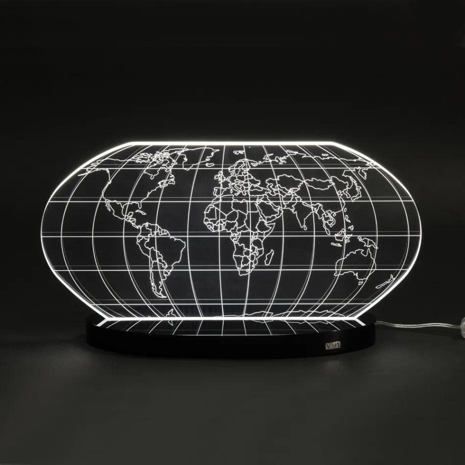 Lampe de Table Led Planisphère en Cristal Acrylique Gravé au Laser - Rihanna Viadurini