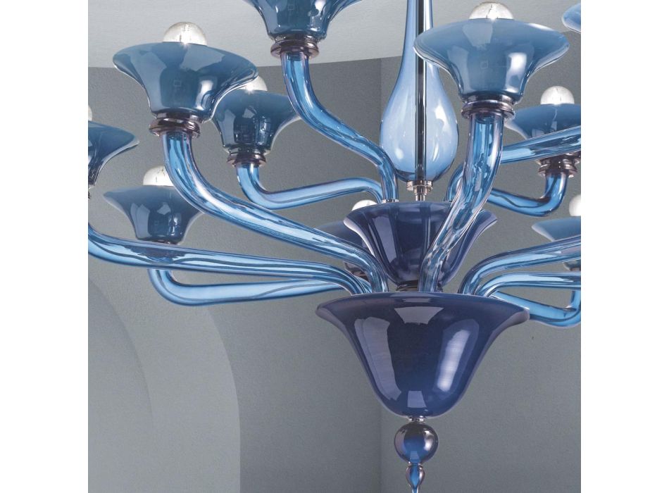 Lustre en verre vénitien 12 lumières Made in Italy - Ismail Viadurini