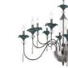 Lustre classique à 12 lumières en verre, cristal et métal de luxe - Flandre Viadurini