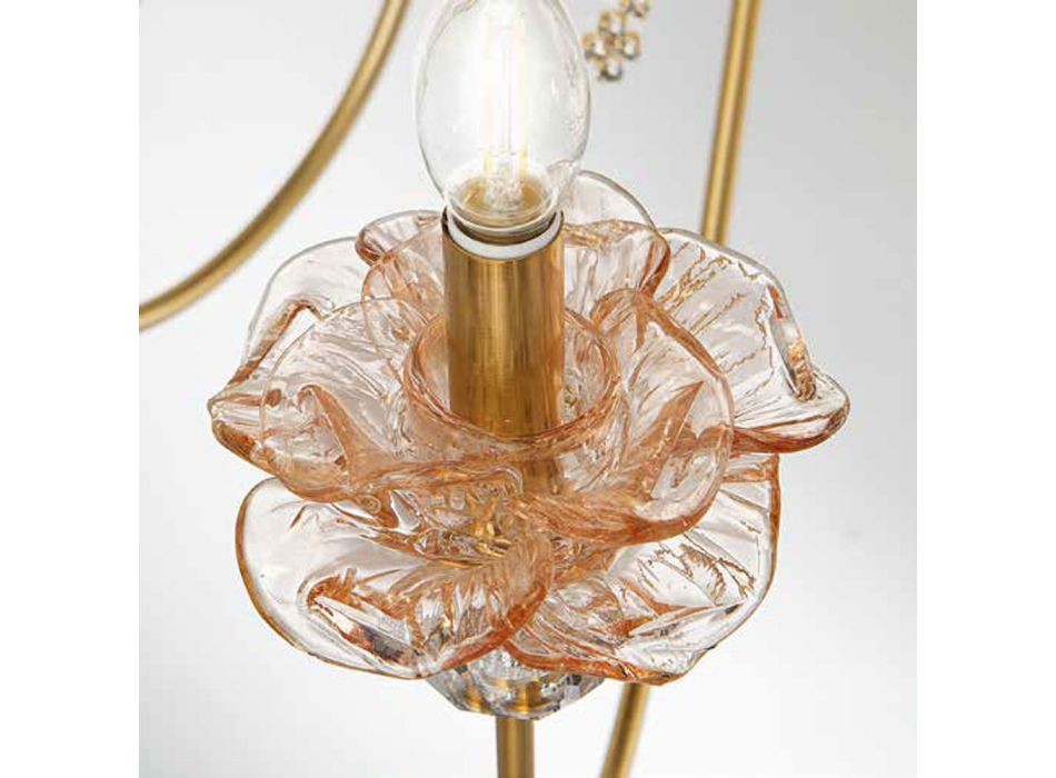 Lustre classique à 12 lumières en verre, cristal et métal de luxe - Flandre Viadurini