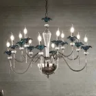 Lustre classique à 12 lumières en verre, cristal et métal de luxe - Flandre Viadurini