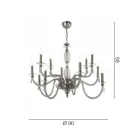 Lustre classique à 12 lumières en verre soufflé et détails faits à la main - Phaedra Viadurini