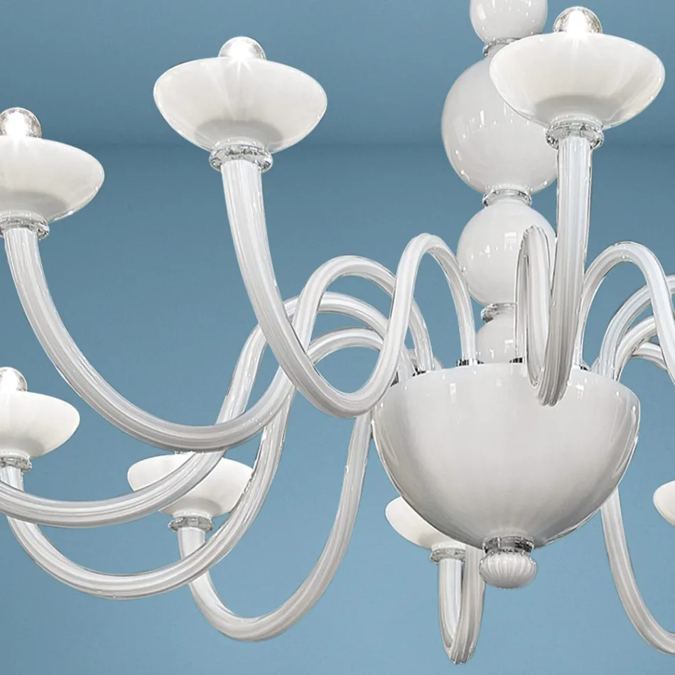 Lustre 12 lumières en verre de Venise et métal Made in Italy - Foscarino Viadurini