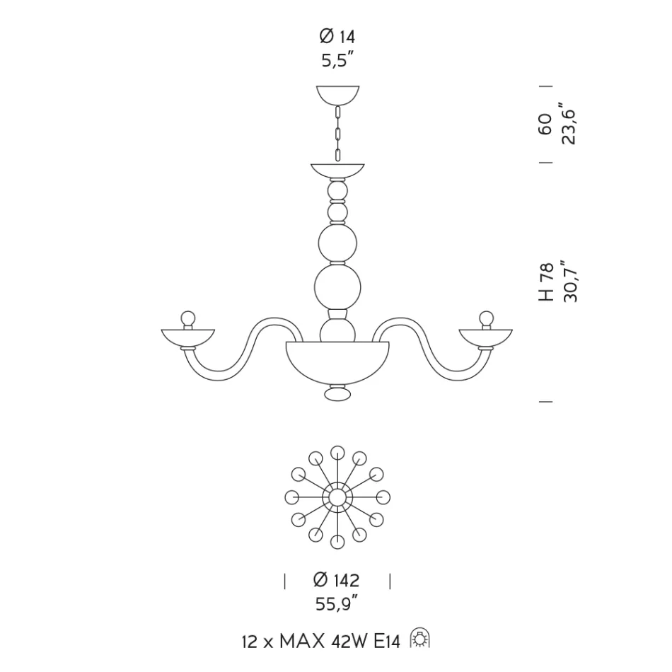Lustre 12 lumières en verre de Venise et métal Made in Italy - Foscarino Viadurini