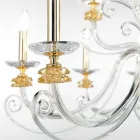 Lustre à 12 lumières en verre soufflé et cristal de luxe classique - Cassea Viadurini