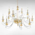 Lustre à 12 lumières en verre soufflé et cristal de luxe classique - Cassea Viadurini
