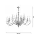 Lustre classique à 18 lumières en verre soufflé et détails faits à la main - Phaedra Viadurini