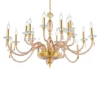 Lustre classique à 18 lumières en verre soufflé et détails faits à la main - Phaedra Viadurini