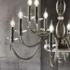 Lustre classique à 18 lumières en verre soufflé et détails faits à la main - Phaedra Viadurini