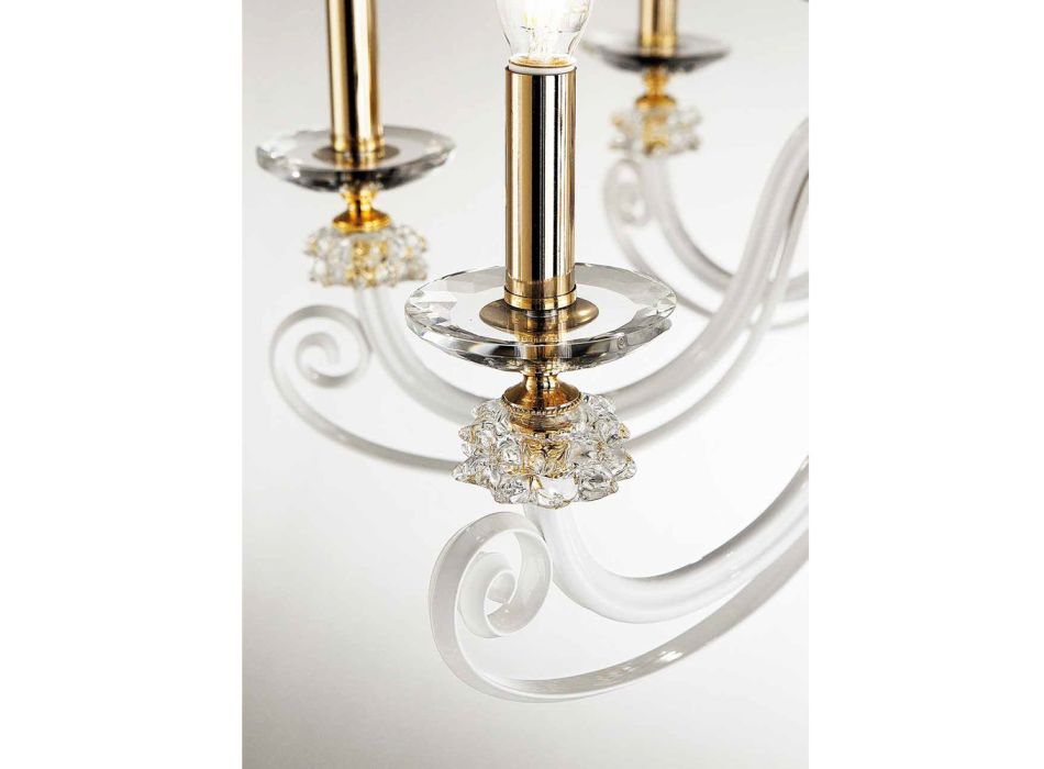 Lustre 18 lumières en verre soufflé et cristal de luxe classique - Cassea Viadurini