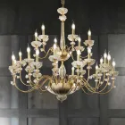 Lustre Classique 24 Lumières en Porcelaine et Verre Soufflé de Luxe - Eteria Viadurini