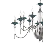Lustre Classique 24 Lumières en Verre, Cristal et Métal de Luxe - Flandre Viadurini