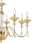 Lustre Classique 24 Lumières en Verre, Cristal et Métal de Luxe - Flandre Viadurini