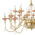 Lustre Classique 24 Lumières en Verre, Cristal et Métal de Luxe - Flandre Viadurini