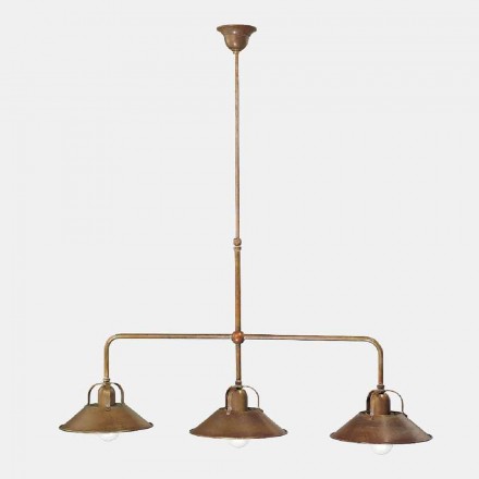 Lustre 3 Lumières en Laiton Design Vintage Fabriqué en Italie - Cascina par Il Fanale Viadurini