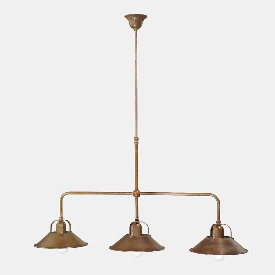 Lustre 3 Lumières en Laiton Design Vintage Fabriqué en Italie - Cascina par Il Fanale Viadurini