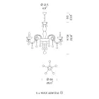 Lustre à 5 Lumières en Verre Vénitien et Métal Classique - Style Florentin Viadurini