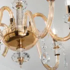 Lustre 6 Lumières Classique Italien Verre Fait Main Ambre - Similo Viadurini