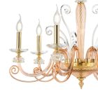 Lustre à 6 lumières en verre soufflé et cristal de luxe classique - Cassea Viadurini
